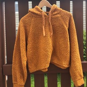 Fuzzy Hooded Orange Sweater